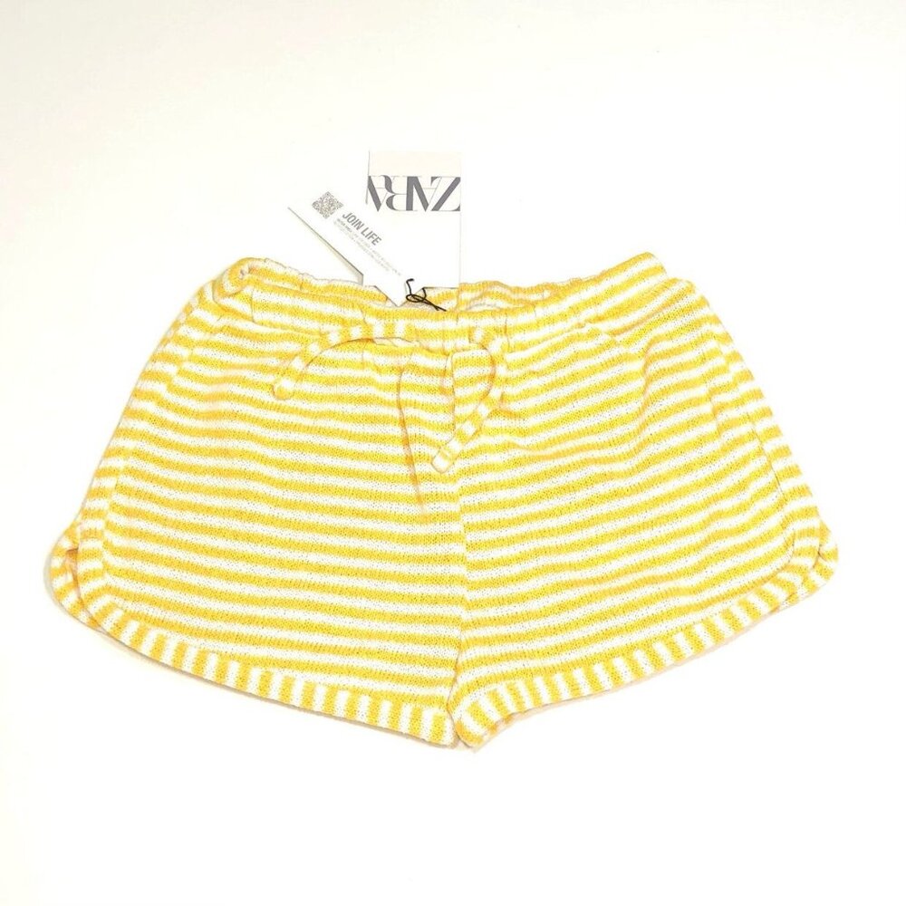 NWT • ZARA Yellow Striped Knit Shorts {7}